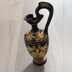 Black and Gold Decorative Vase Hand painted In Greece - Preloved